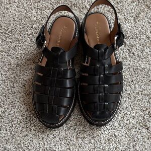 Anthropologie Black Woven Sandals